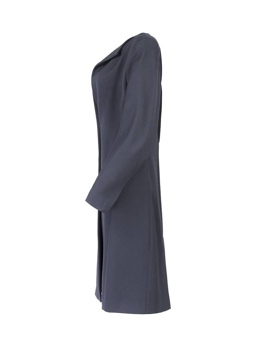 Maison Martin Margiela Artisanal Minimal Coat in Navy with high padded shoulders and one front closure. New With Tags.