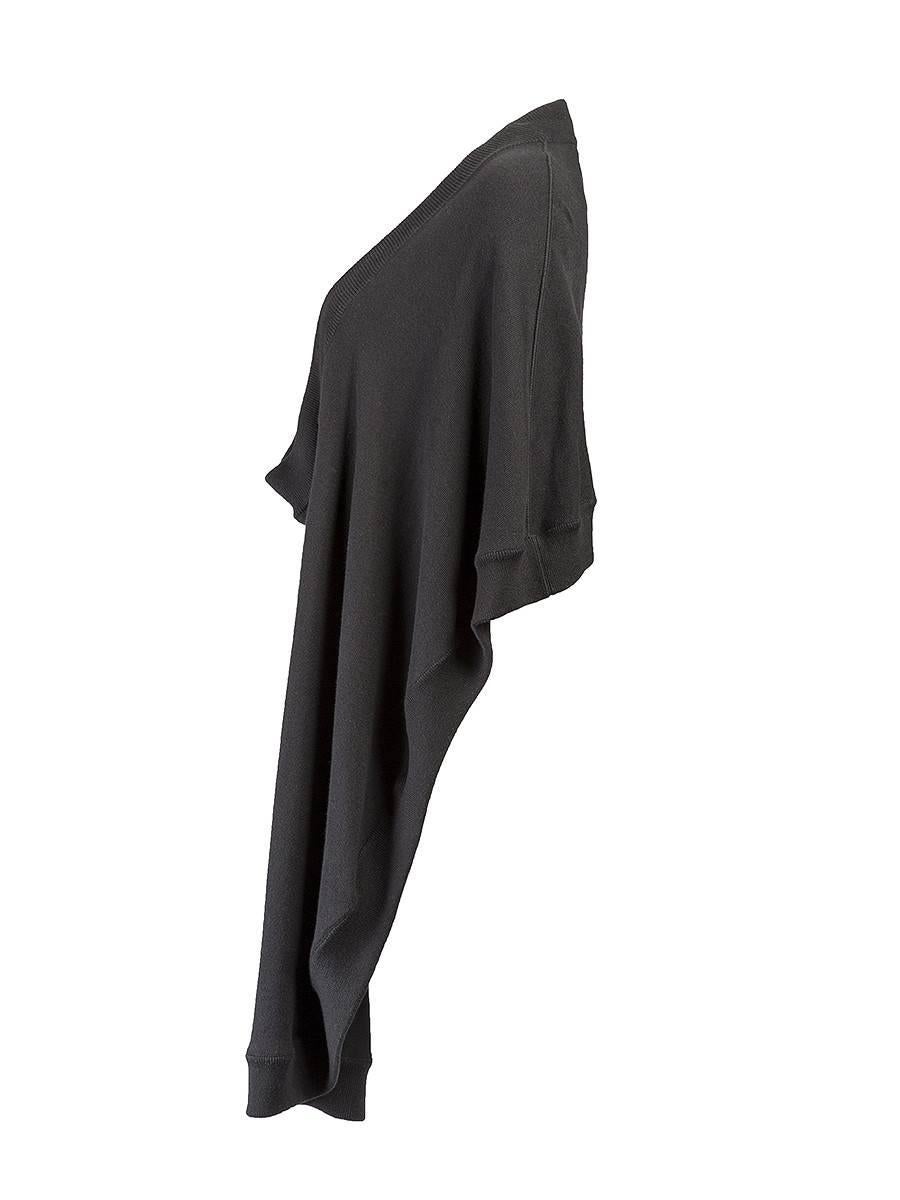 Maison Martin Margiela Line 1 Black viscose knit poncho with a long front and cropped back featuring rib detailing and a round neck. New with Tag.