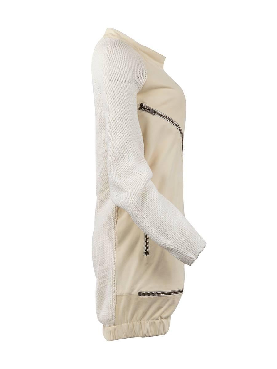 Beige Thimister 2010 Couture Ecru Wool and Suede Tunic