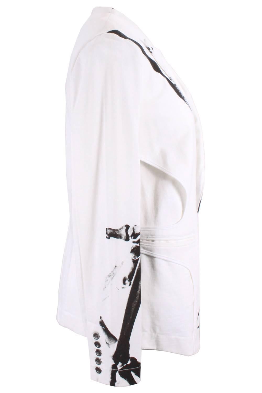 Yohji Yamamoto Y's Red Label White Skeleton Print Jacket For Sale at ...