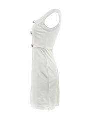 1980's Paco Rabanne White Velvet Buckle Dress