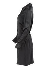 1980's Paco Rabanne Black Silk Shirt Dress