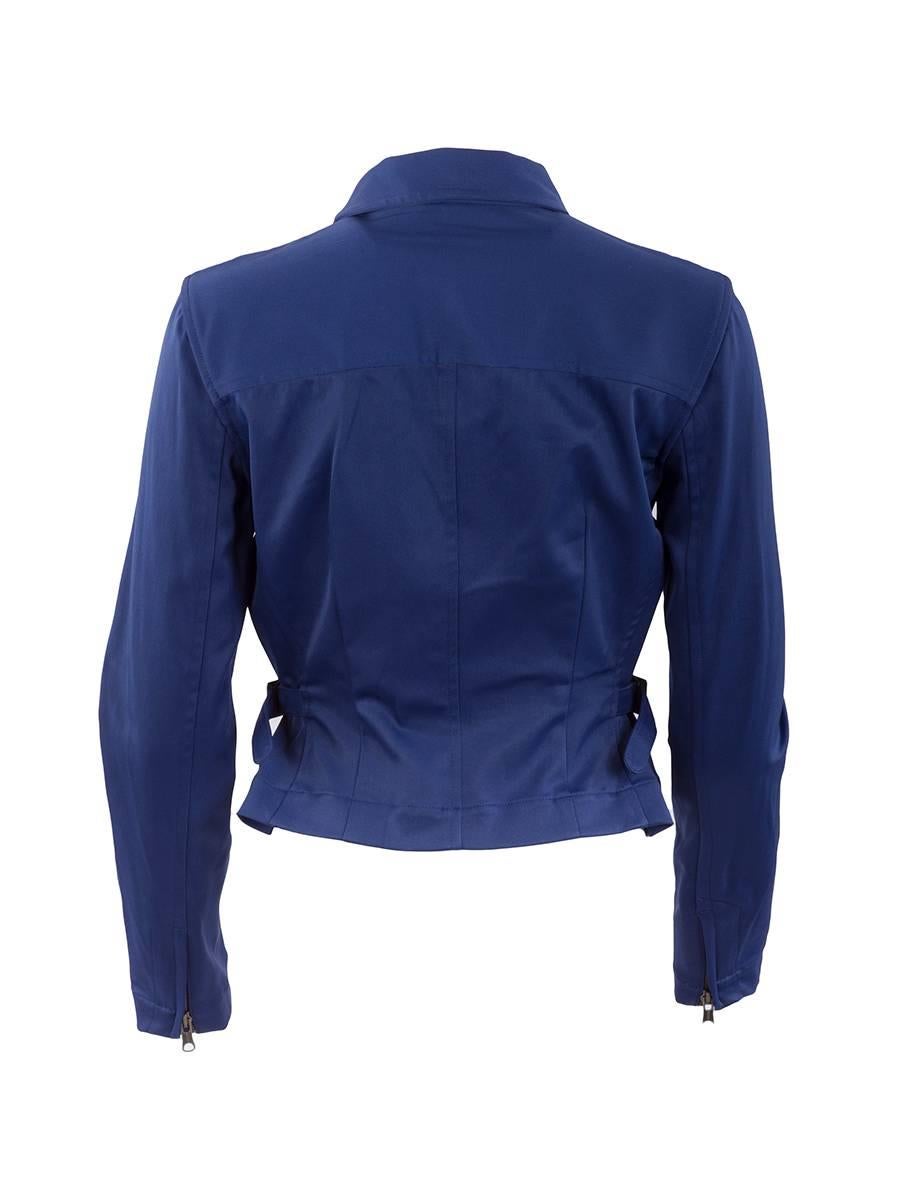1980's Matsuda Cobalt Blue Fitted Moto Jacket In New Condition For Sale In Laguna Beach, CA