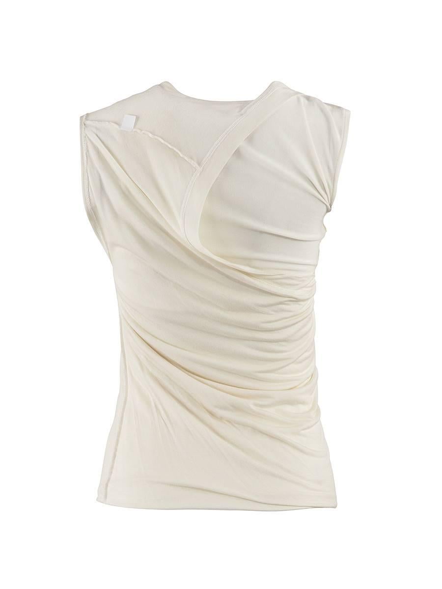 Maison Martin Margiela 90's artisanal twisted asymmetric double layer jersey sleeveless tank in creme. New with Tags.