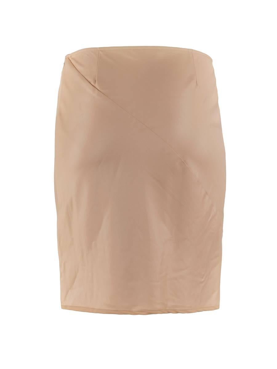 1990's Iconic Helmut Lang light beige silk bias cut miniskirt with with a minimal waist and invisible side zipper. NWT.

