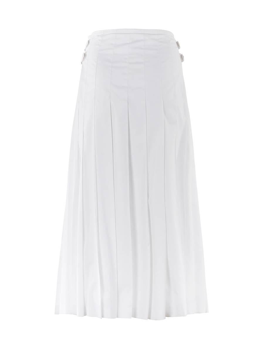 white pleated midi skirt