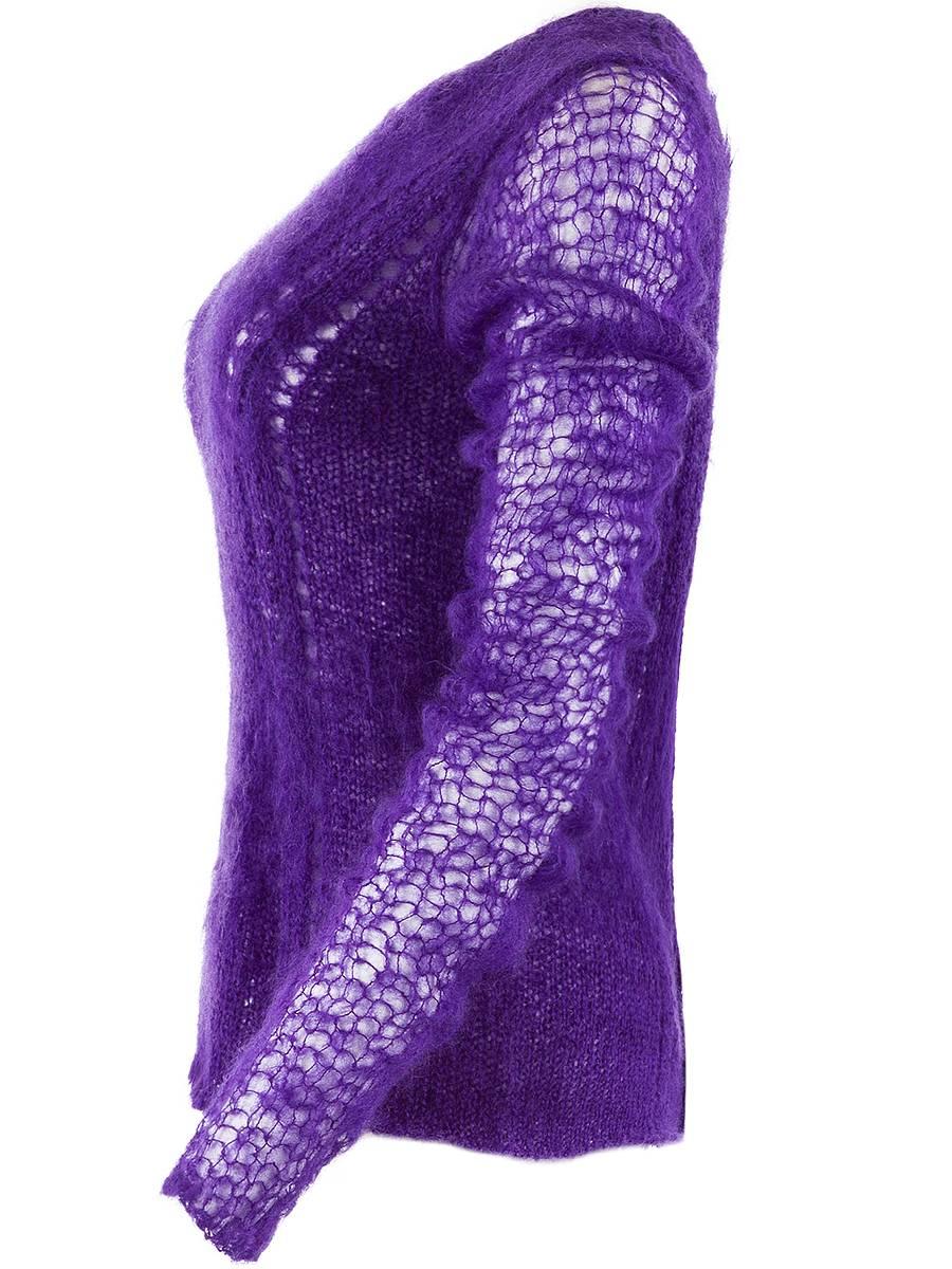 TAO by COMME DES GARÇONS deep purple mohair knit sweater with buttons all the way down the back and open knit long sleeves from the Fall Winter 2008 Runway Collection. NWT.