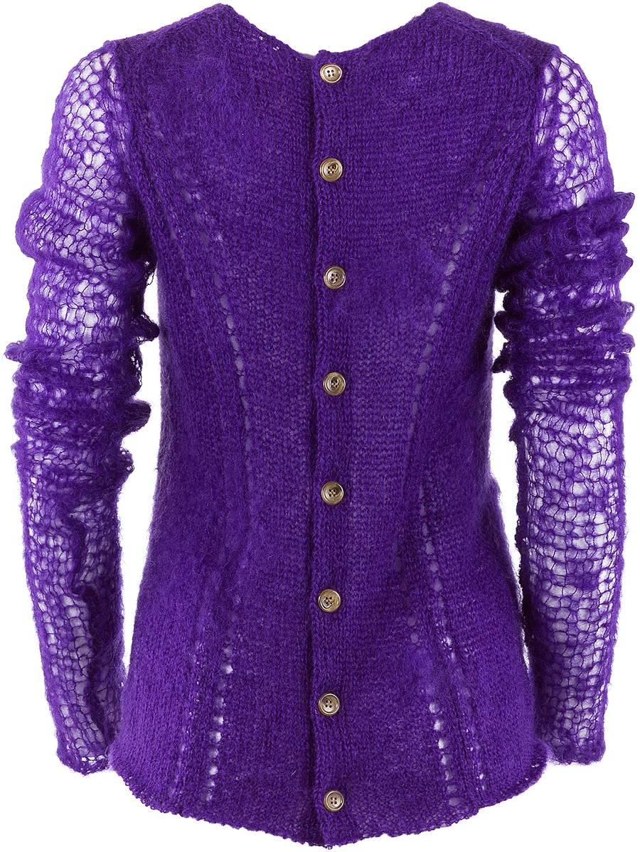 TAO by COMME DES GARÇONS Purple Mohair Button Back Sweater In New Condition For Sale In Laguna Beach, CA