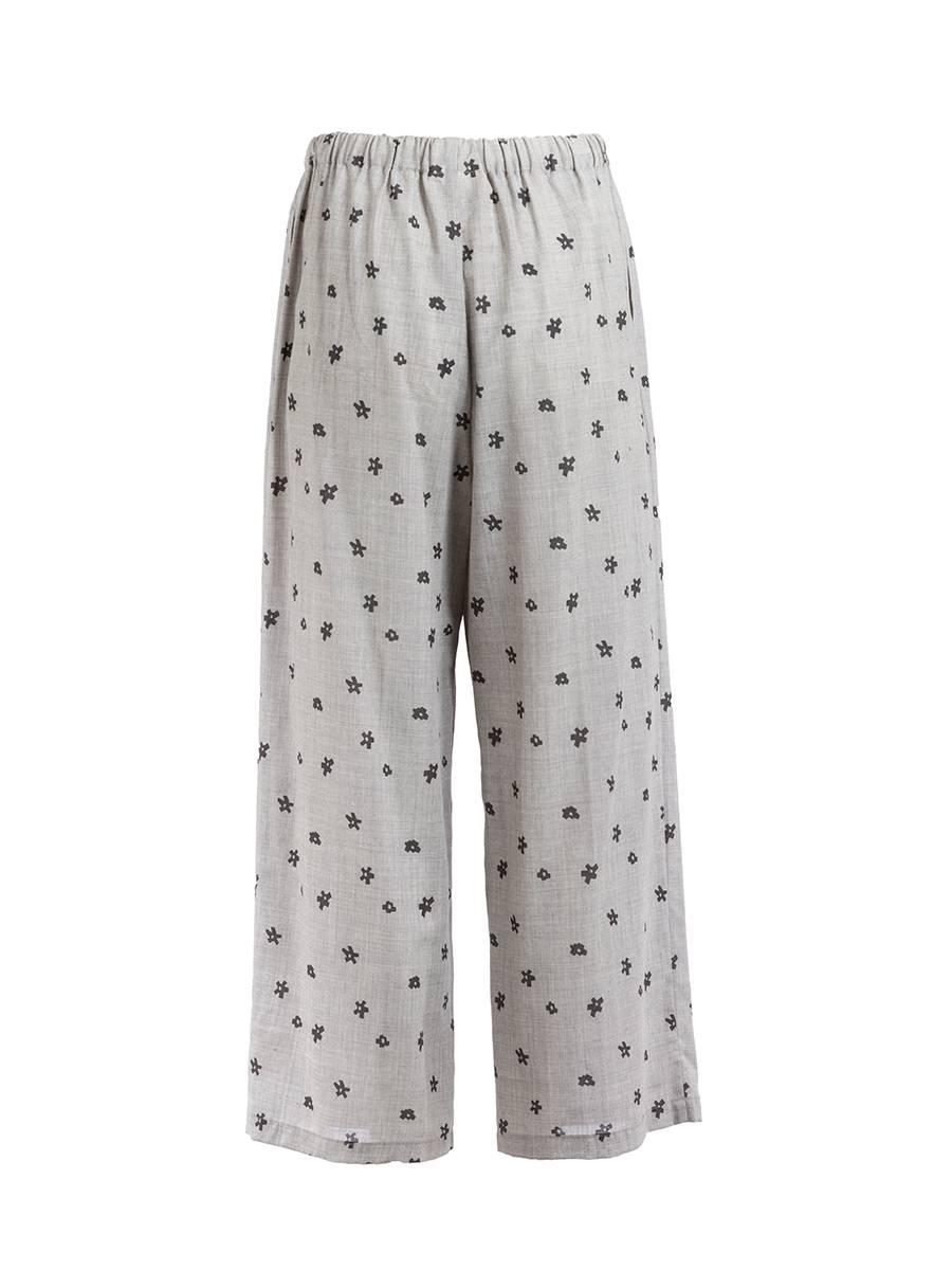 Gray 1990's Comme des Garçons Woven Wide Leg Embroidered Pants For Sale