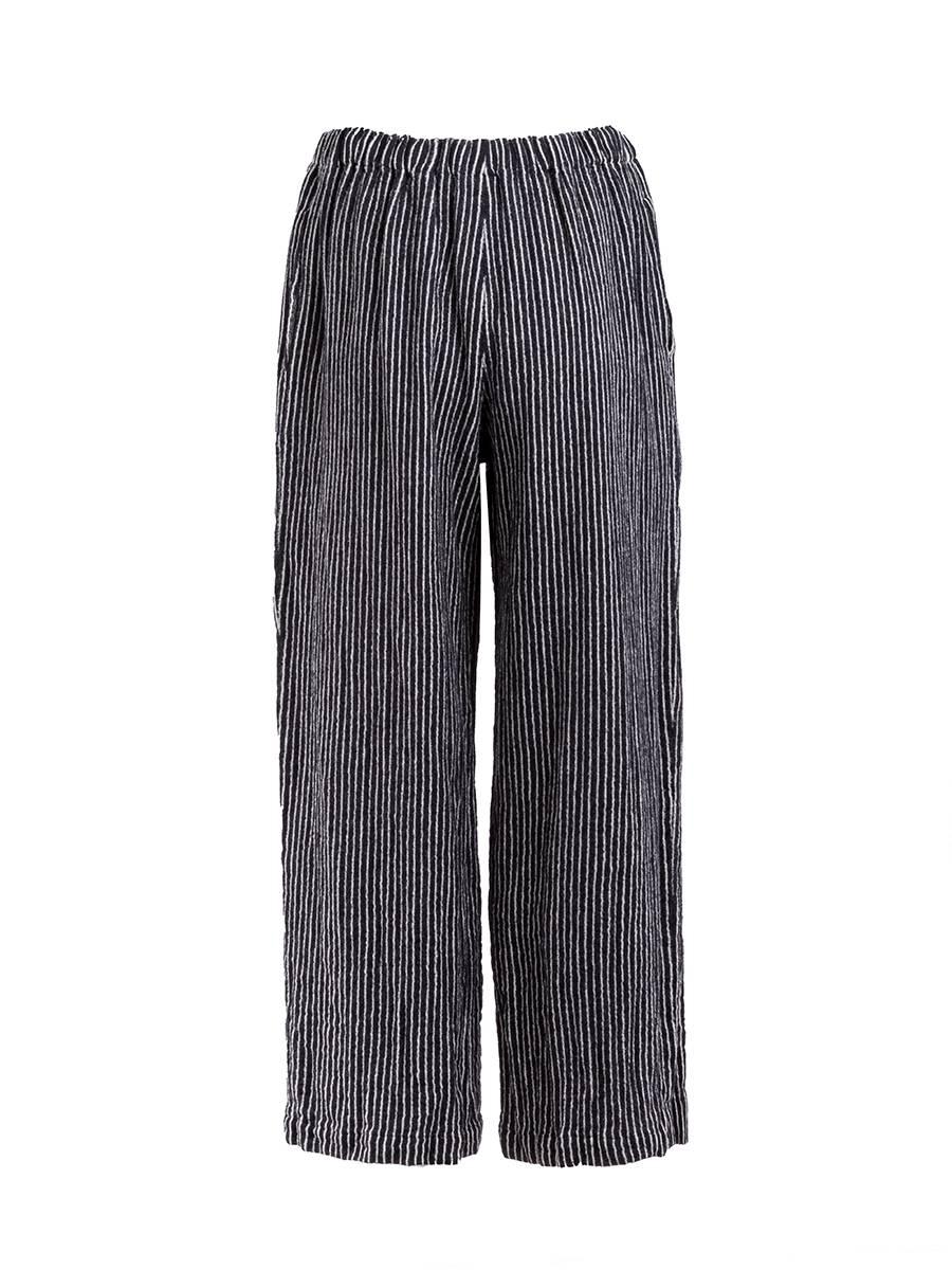 Black Comme des Garçons Navy Pinstriped Wide Leg Pants For Sale