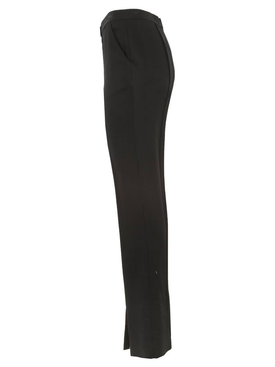 1990's NWT Maison Martin Margiela Line 0 schwarz Gabardine Slit Leg Fitted Trousers mit schrägen Seitentaschen und einem Reißverschluss und Registerkarte Schließung. Ungetragener, perfekter Zustand.