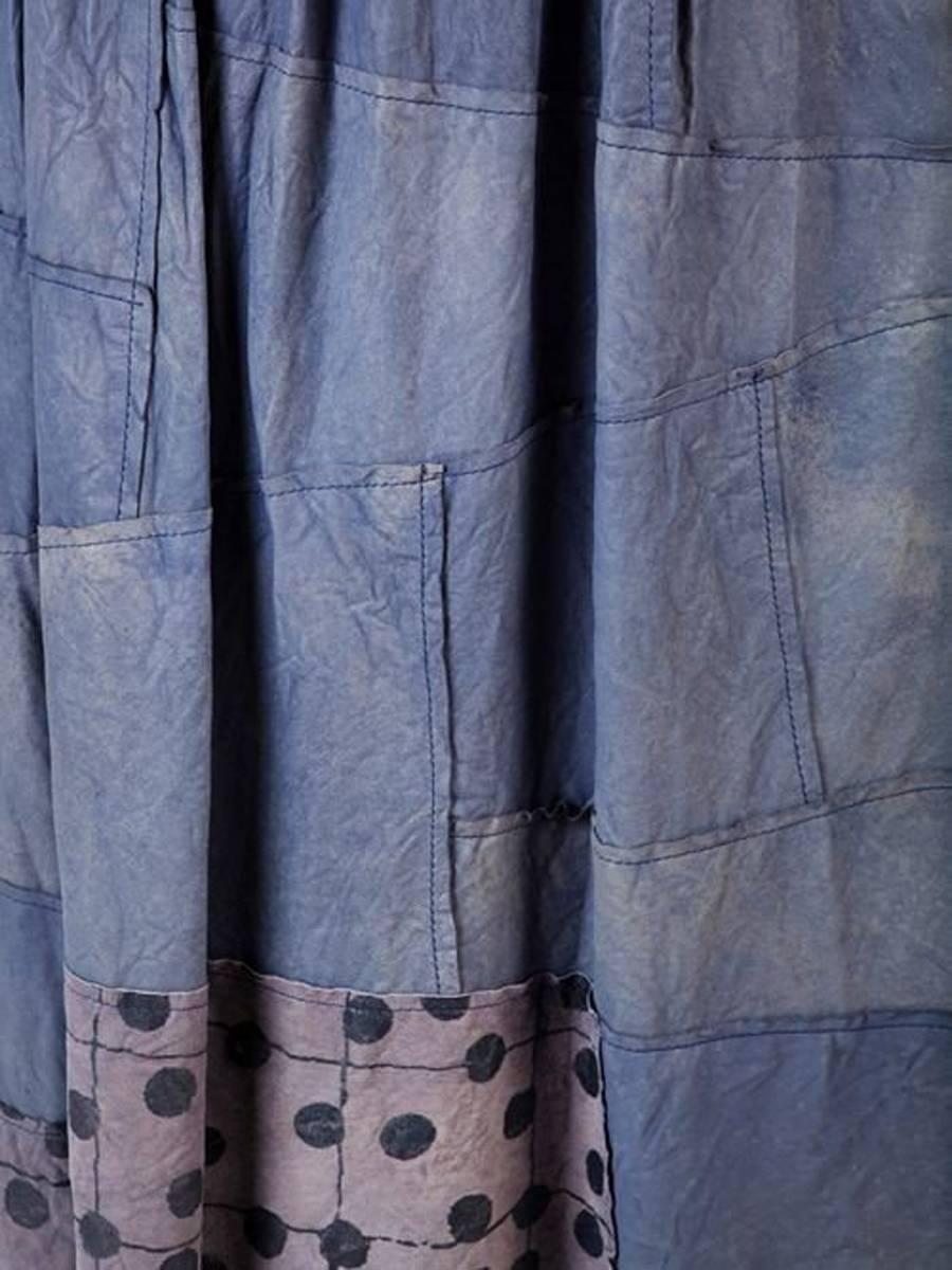 Women's Comme des Garçons Washed Dusty Blue Leather Patch Skirt