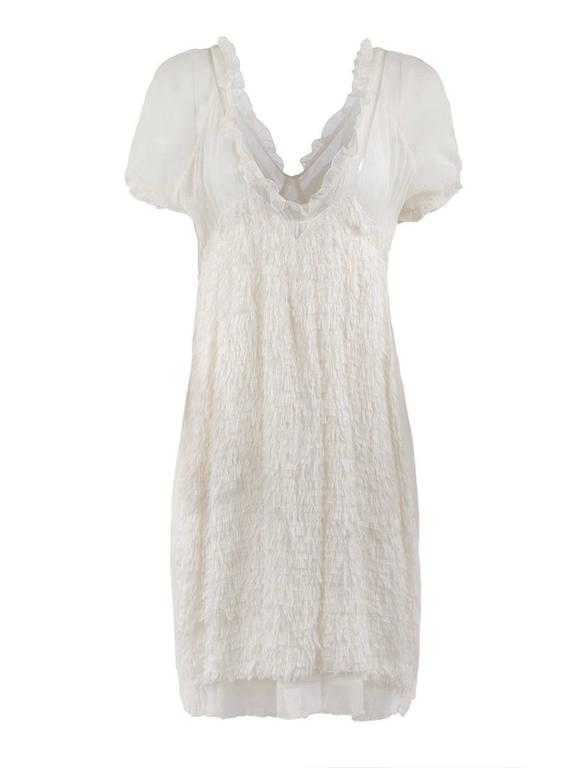 Undercover Grace Collection White Feathered Sheer Dress For Sale at 1stDibs