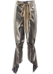 Thimister Couture Draped Metallic Silver Wrap Harem Pants