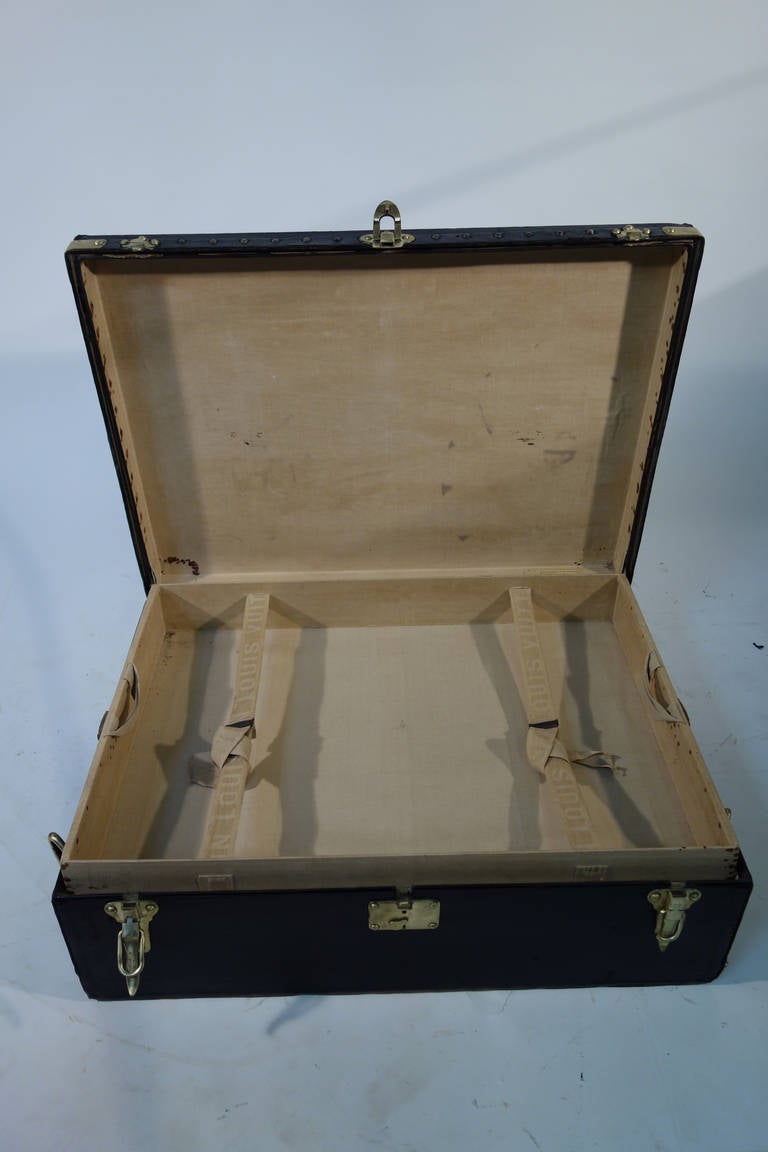 French Louis Vuitton Black Car Trunk 1920s / Malle For Sale