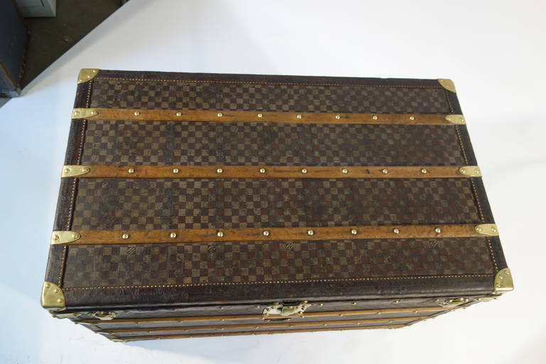 Historic Louis Vuitton Steamer Damier Trunk 1889 In Excellent Condition For Sale In Haguenau, FR