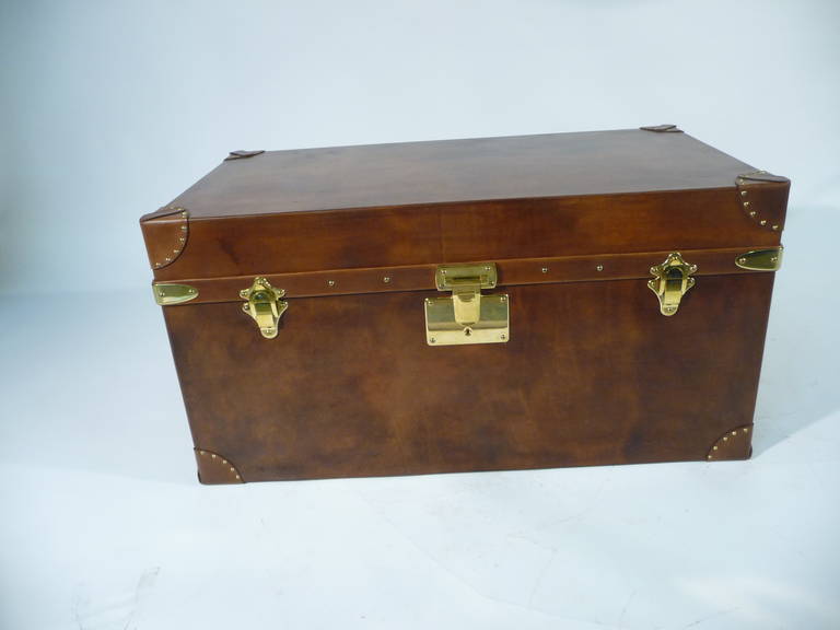 Leather Steamer Trunk 20th Century For Sale 1