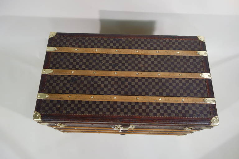 French Louis Vuitton Steamer Damier Trunk with Key, circa 1900s For Sale