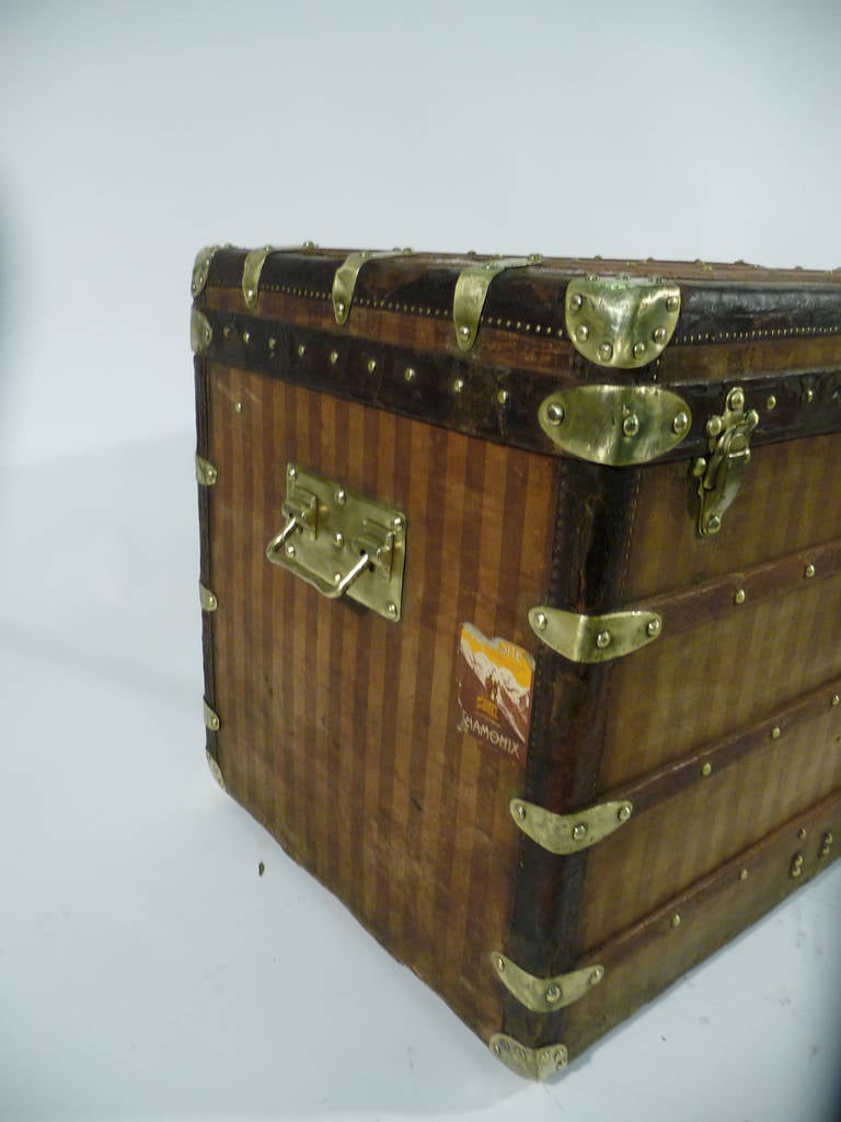 20th Century Louis Vuitton Striped Canvas Trunk, Malle Rayé For Sale