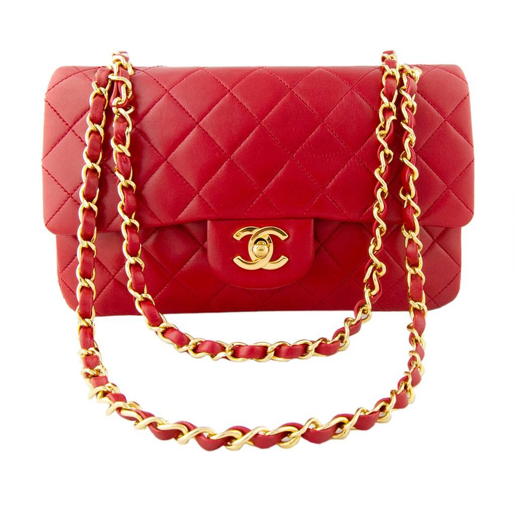 Chanel Red Medium Flap bag, 1989  For Sale