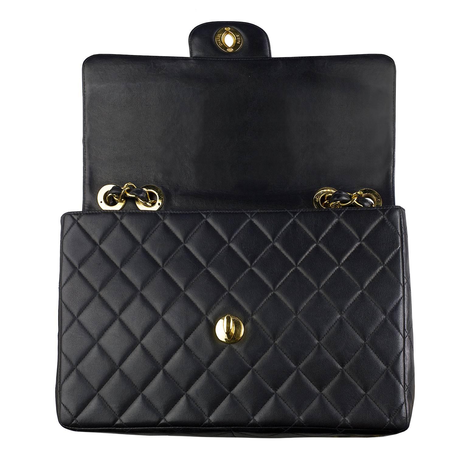Women's or Men's Chanel Black Maxi Flap Bag, 1994  For Sale