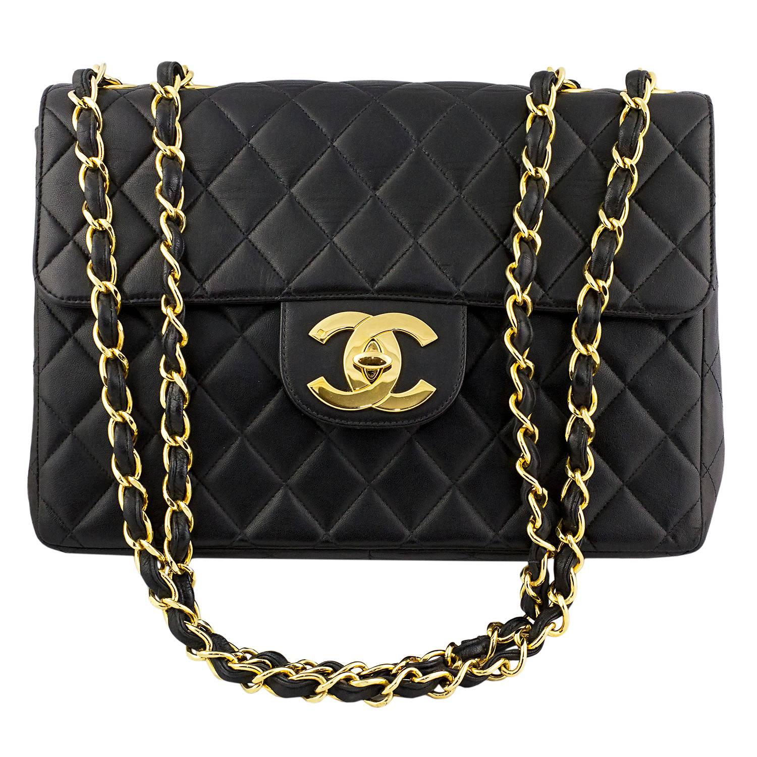 Chanel Black Maxi Flap Bag, 1994 For Sale