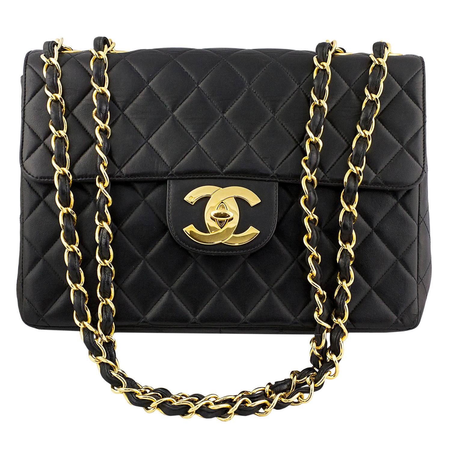 Chanel Black Maxi Flap Bag, 1994  For Sale