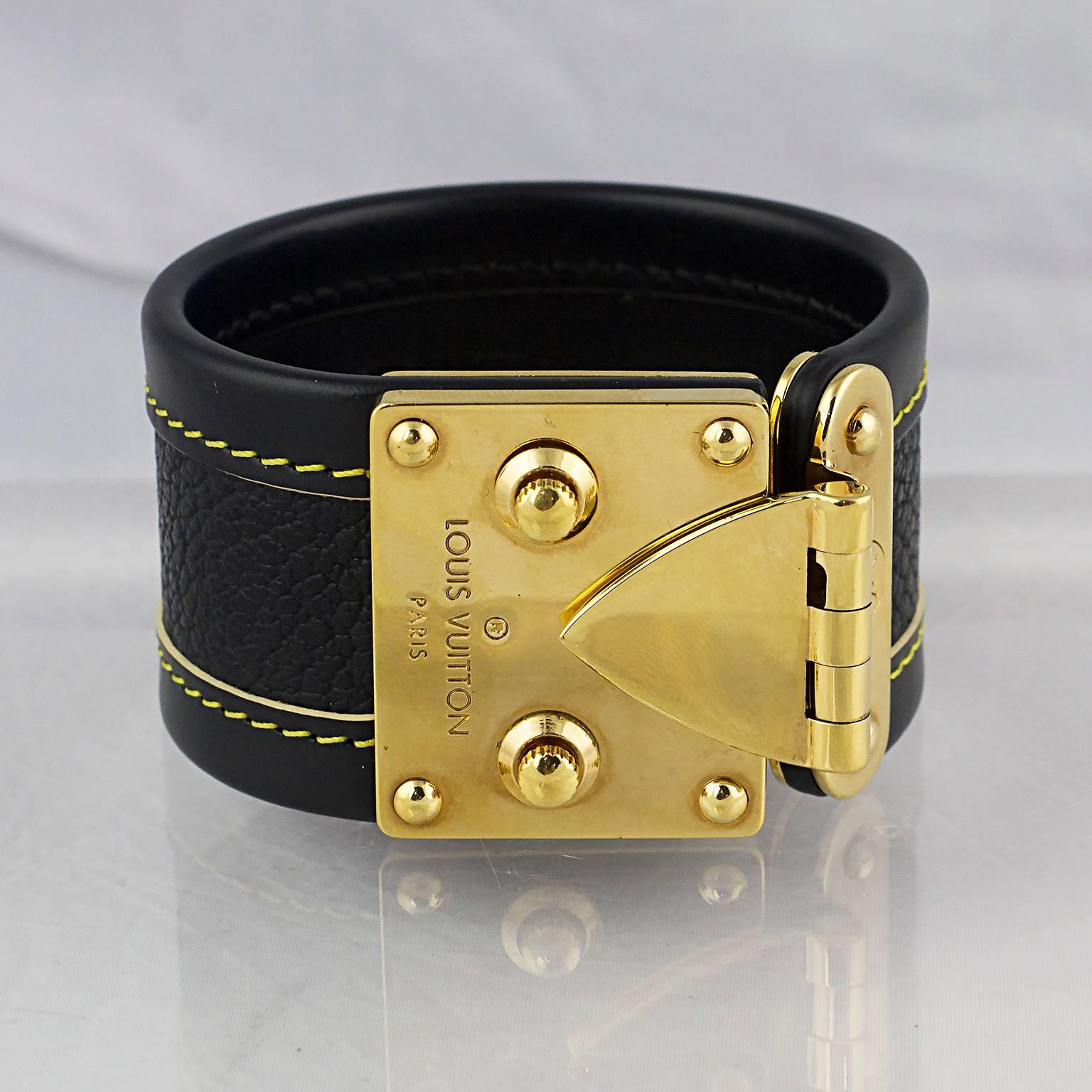 Louis Vuitton Suhali Black Leather Cuff 1