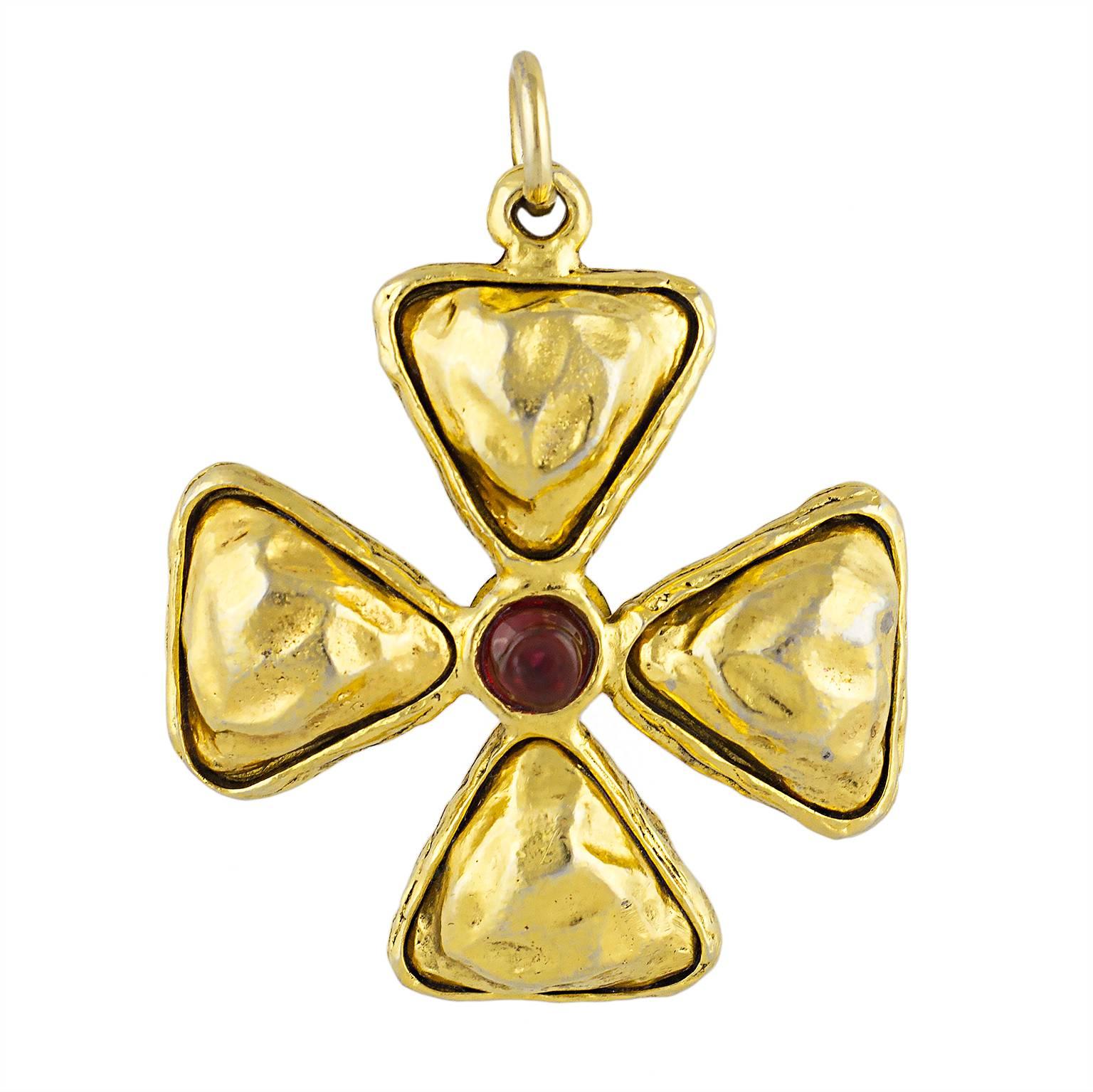 Chanel Gripoix Maltese Cross Pendant