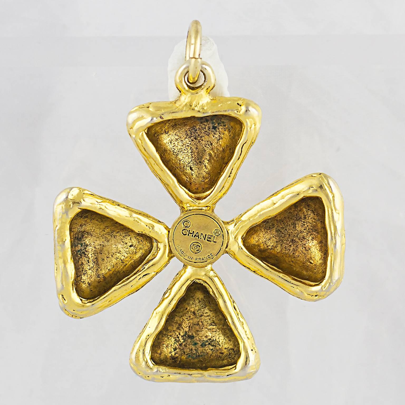 Women's or Men's Chanel Gripoix Maltese Cross Pendant