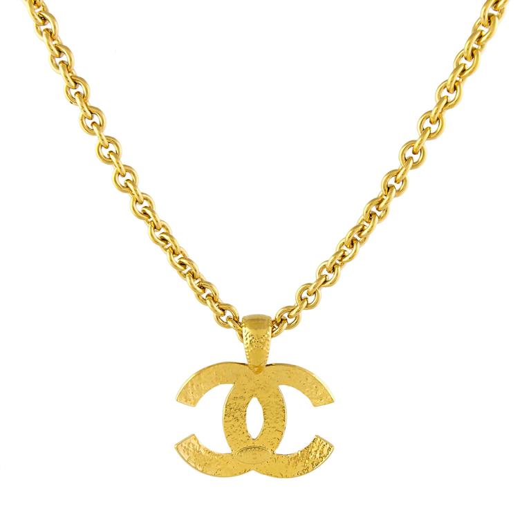Chanel 1990's Statement Quilted CC Necklace at 1stDibs