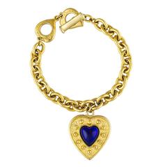 Vintage YSL Heart Charm Chain Bracelet