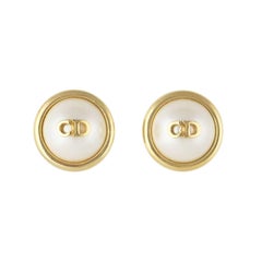 Christian Dior Pearl Logo Earrings