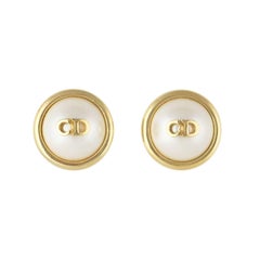 Christian Dior Pearl Logo Earrings 8