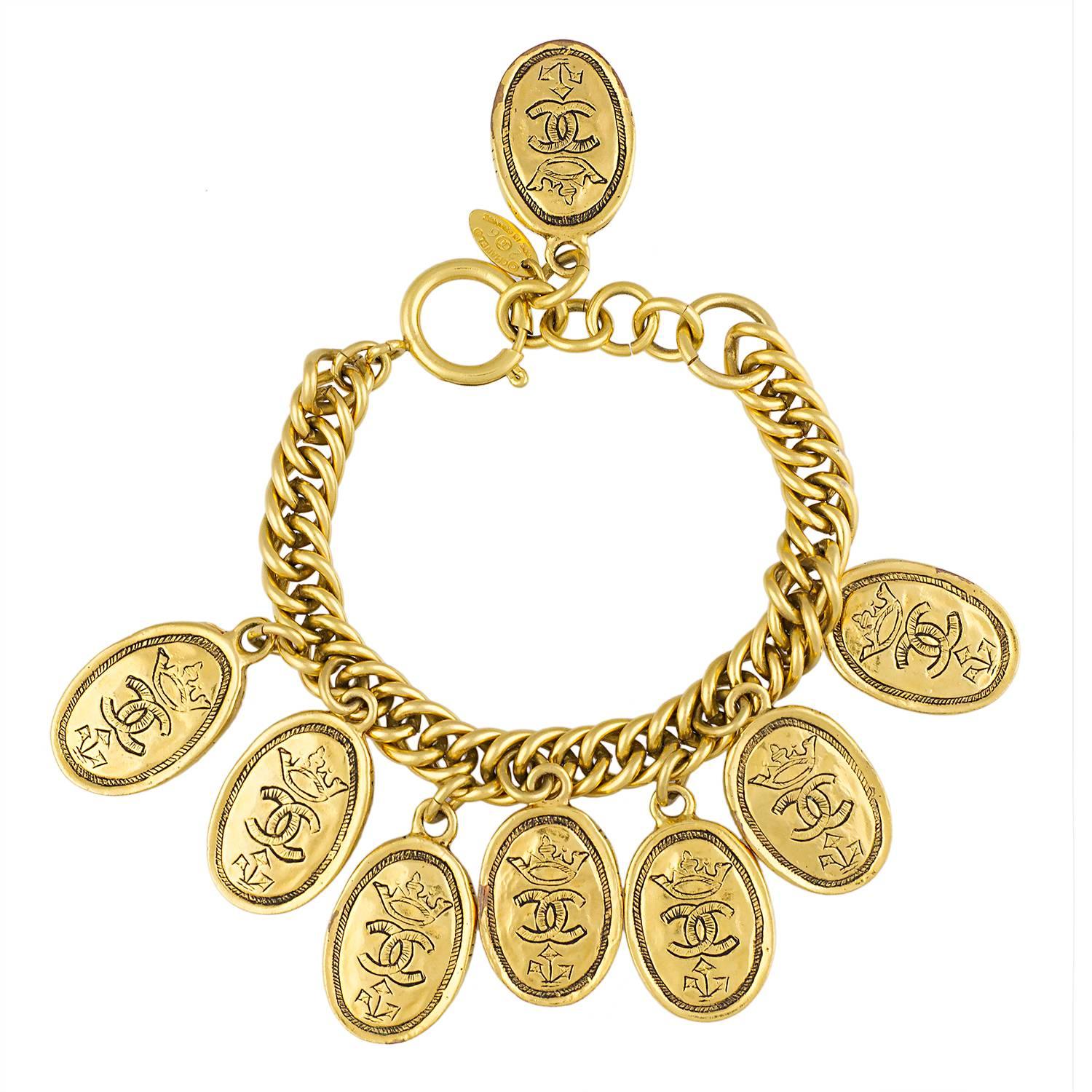 Chanel 1980's Royal Crest Charm Bracelet