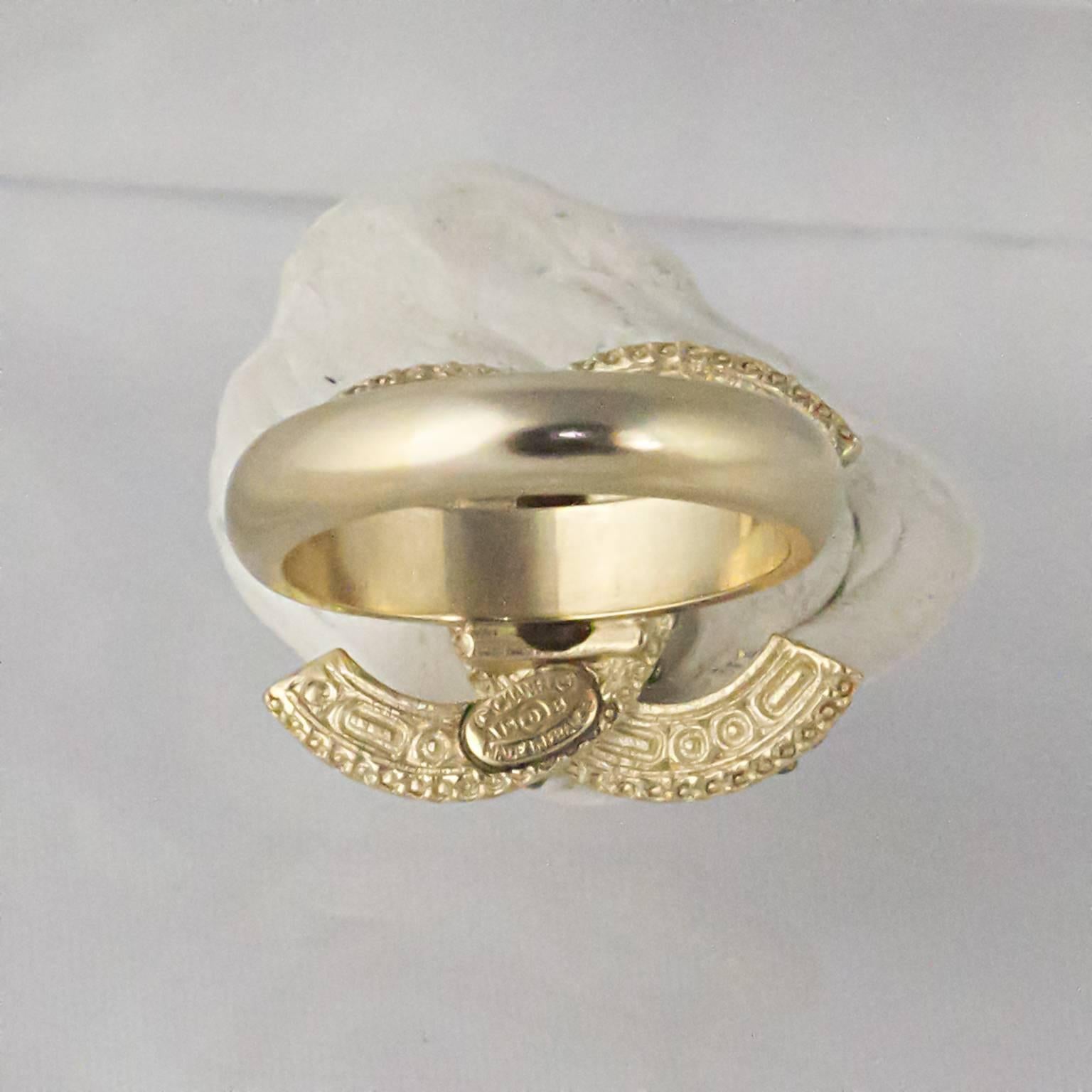 Chanel CC Logo Diamante Cocktail Ring In New Condition For Sale In London, GB