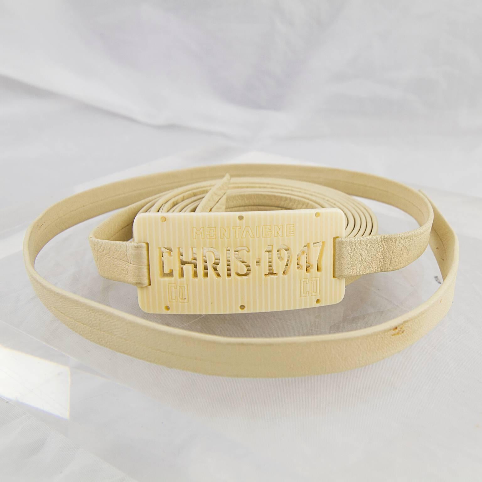 Women's or Men's Christian Dior Cream Leather Wrap Necklace