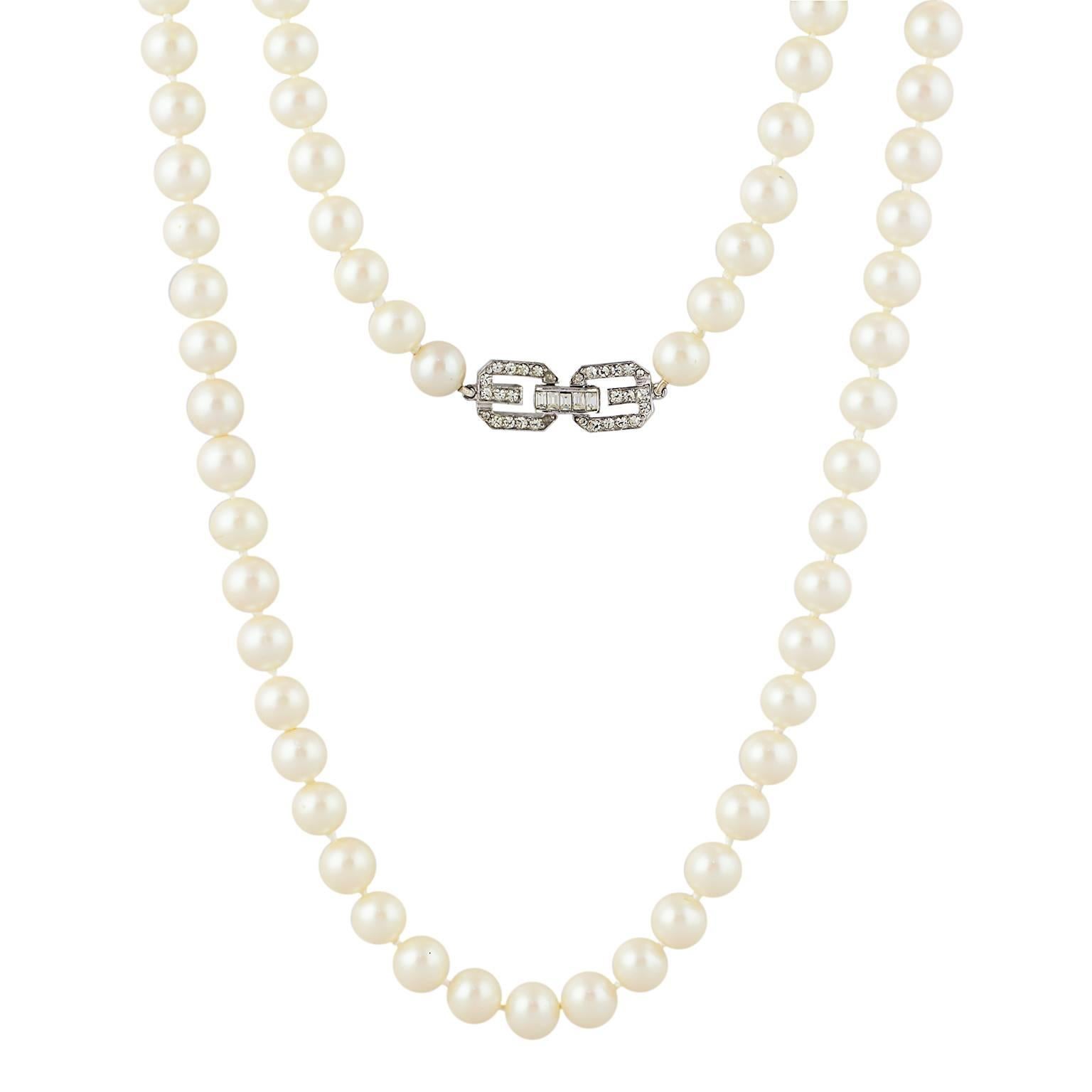 Givenchy Long Faux Pearl Crystal GG Necklace 