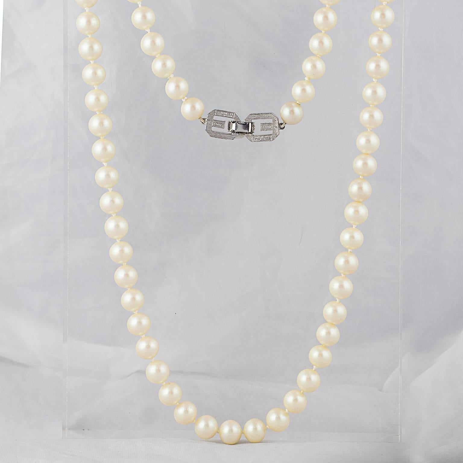 Givenchy Long Faux Pearl Crystal GG Necklace  In Excellent Condition In London, GB