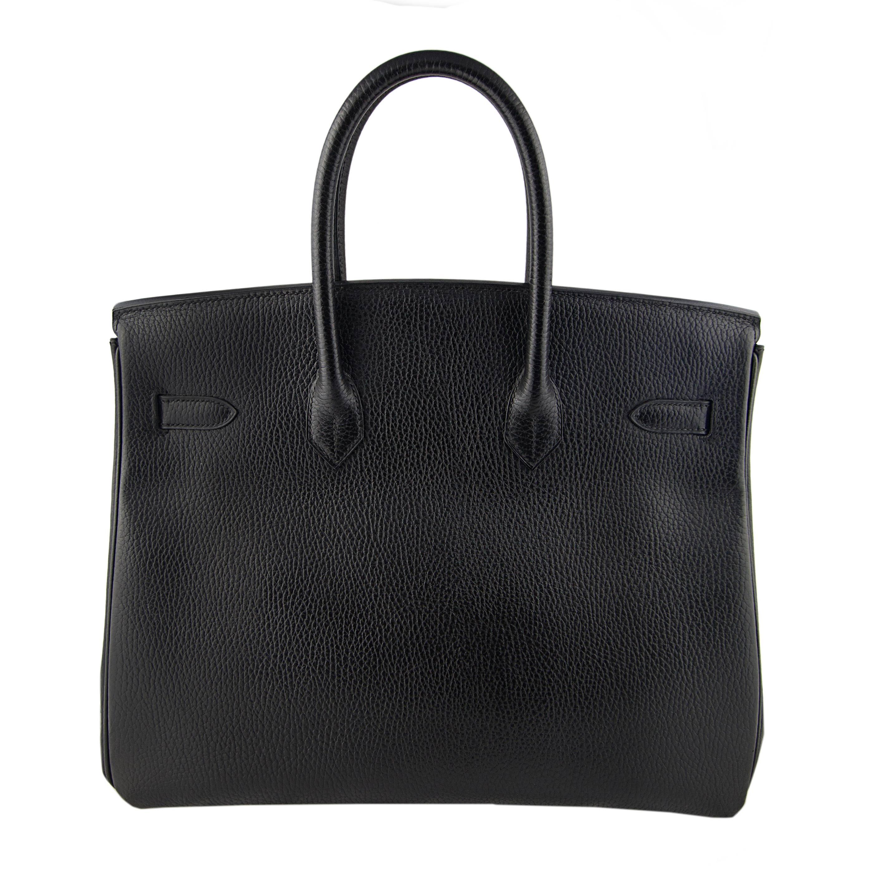 Hermes Black Ardennes Birkin 35 with Gold Hardware In Excellent Condition For Sale In London, GB