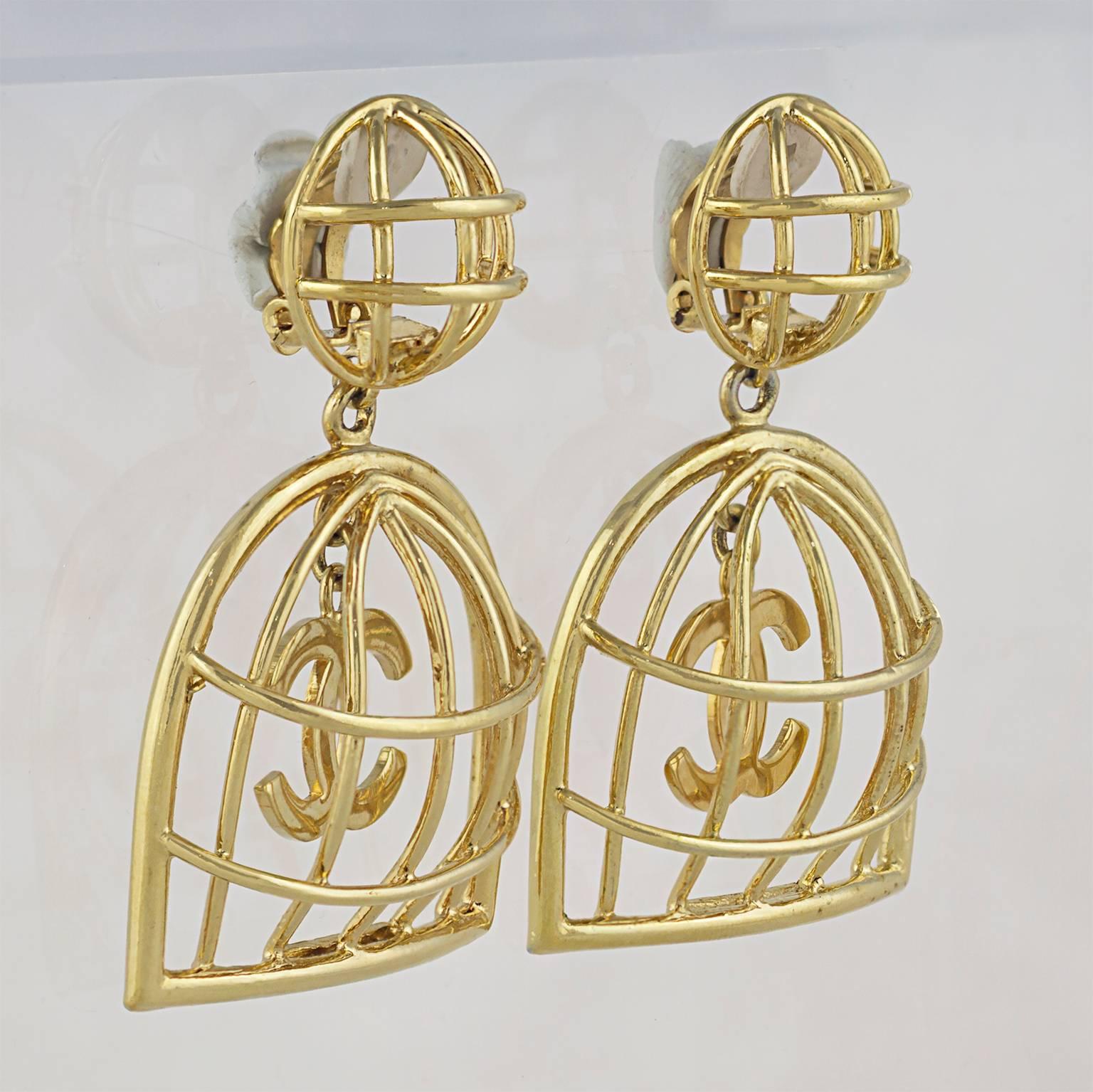 chanel bird cage earrings