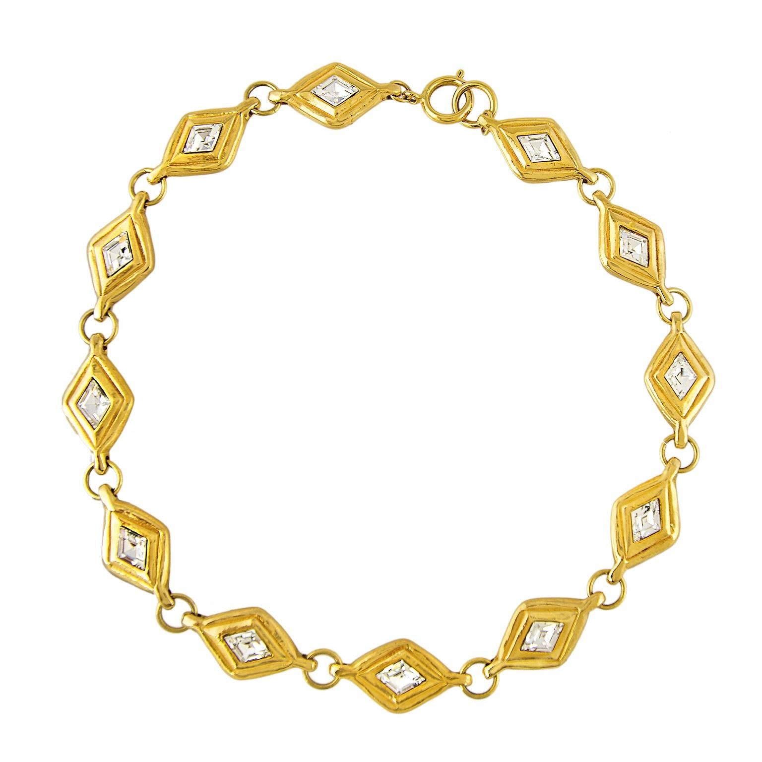 Chanel Crystal Lozenge Necklace For Sale