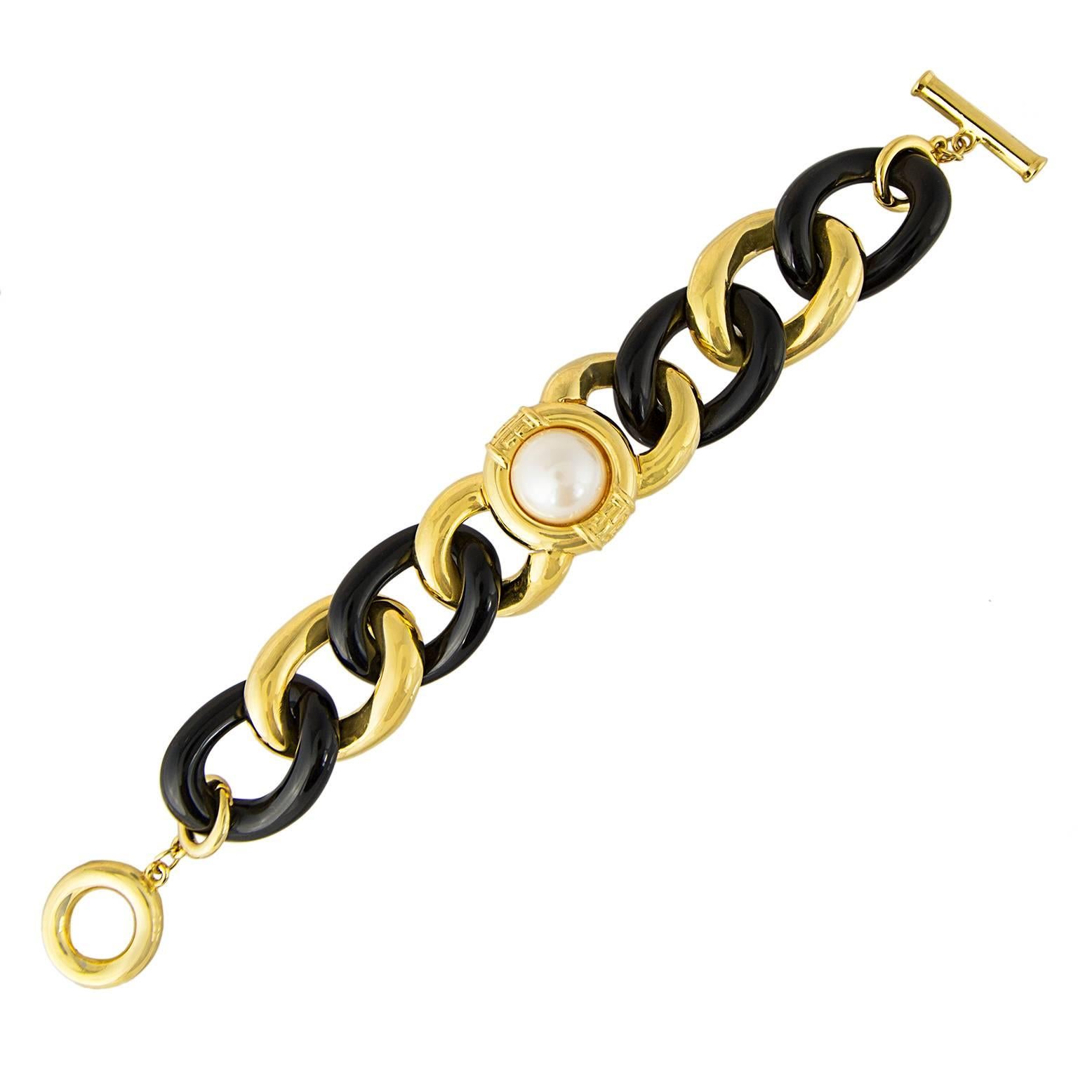 Givenchy Black & Gold Chain Bracelet For Sale