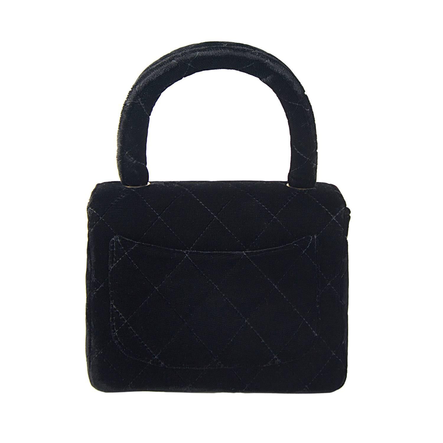Women's or Men's Chanel Velvet Double Kelly Bag For Sale