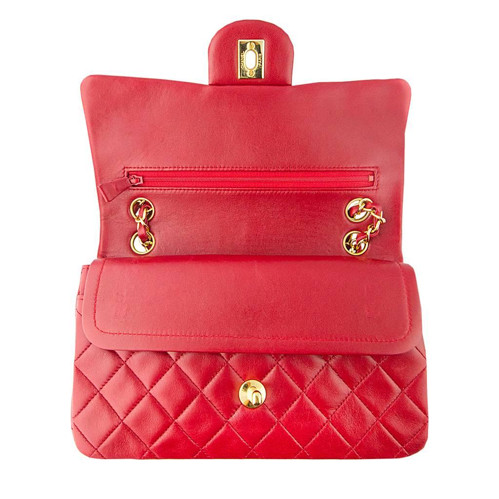 Chanel Red Medium Flap bag, 1989  For Sale 1