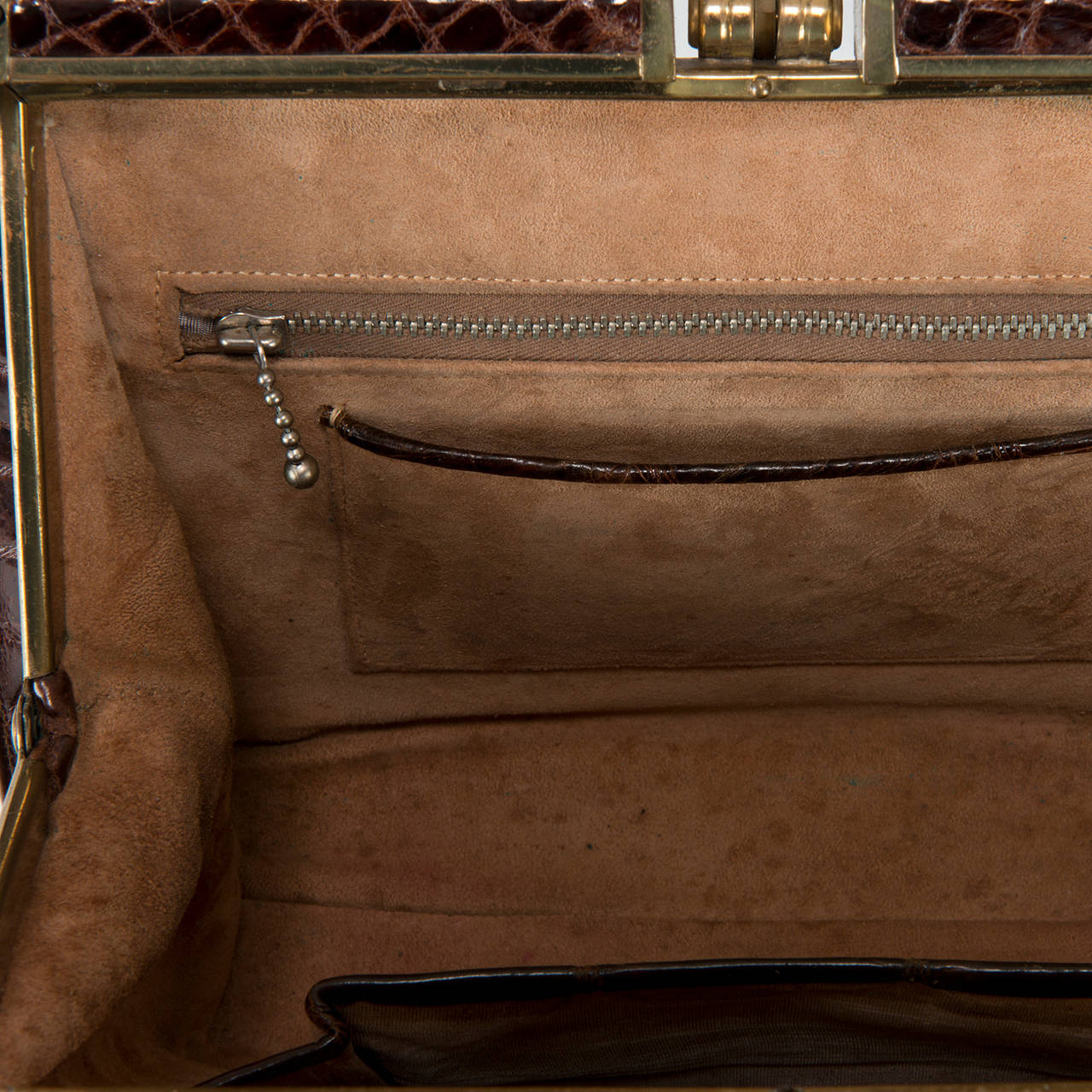 Women's A  Rare Vintage Dark Brown Crocodile Handbag by Aspreys of London