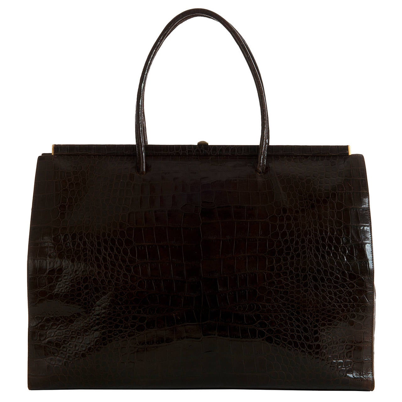 A classic, uber smart, Choc. Brown, 'Faux-Croc' Tote Handbag by Jaeger. This absolutely cavernous bag with it's goldtone fittings has a zipped interior pocket, and is perfect for those mega shopping trips or even a weekend away.