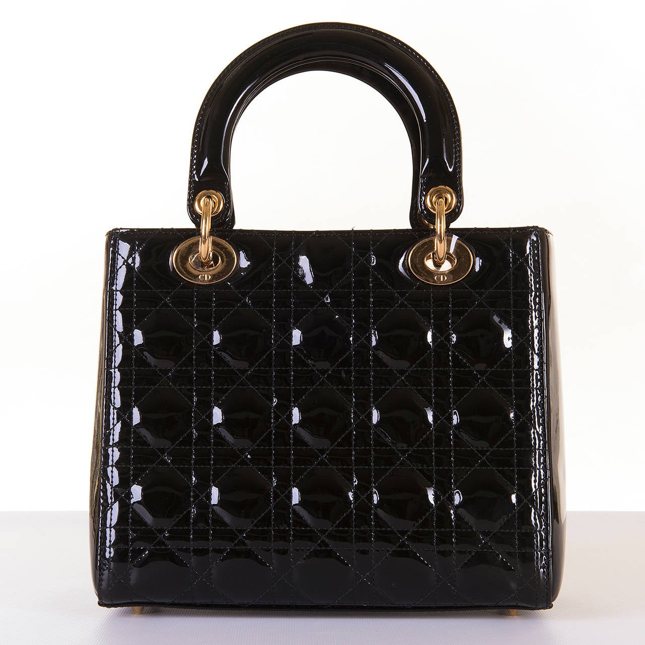 Women's A WOW! 'Lady Dior' Bag, Black Patent Leather & Gold Hardware