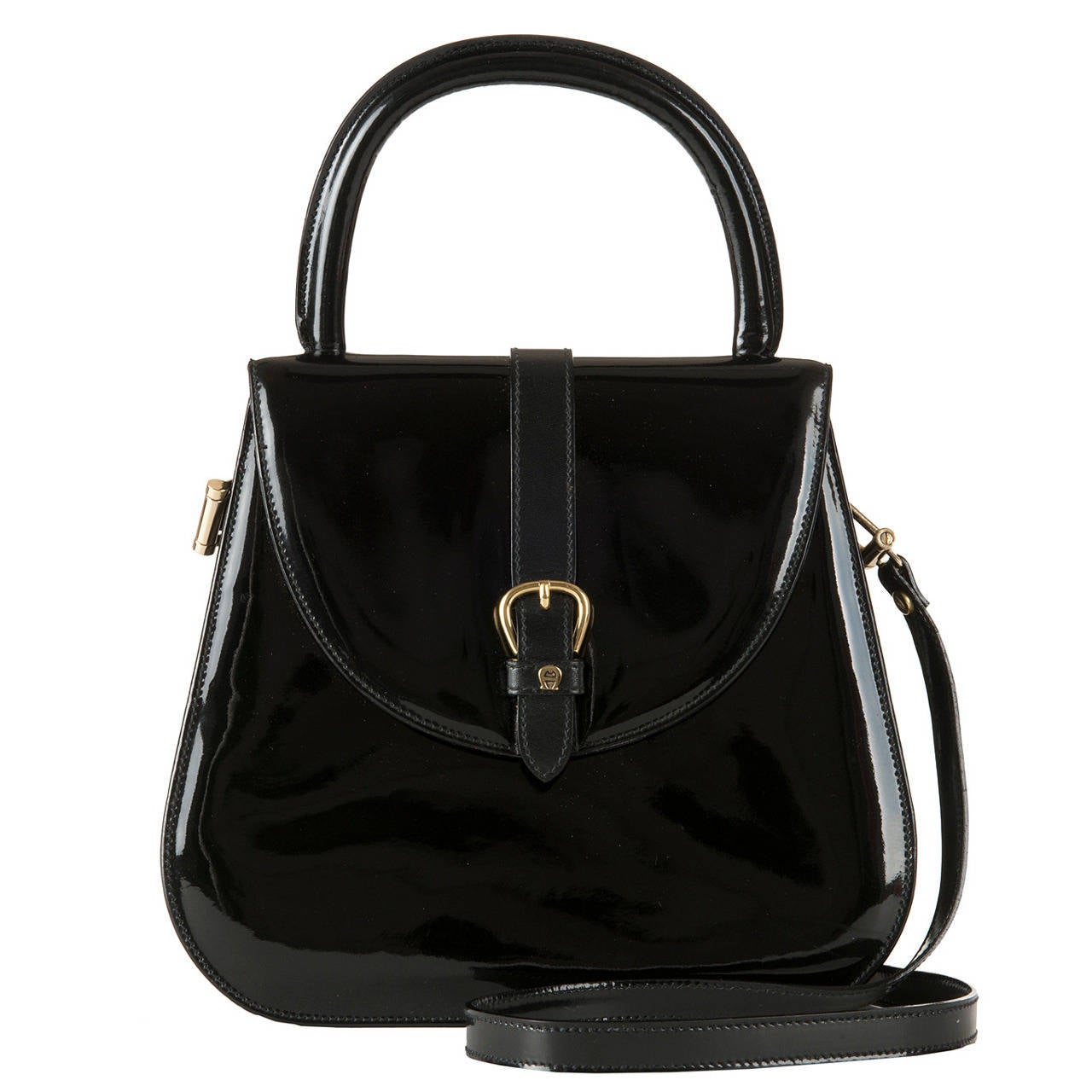 Etienne Aigner of Paris - Black Patent Leather Shoulder and Cross-body Bag  at 1stDibs