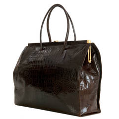 Jaeger Chocolate Brown 'Faux-Croc' Large Tote